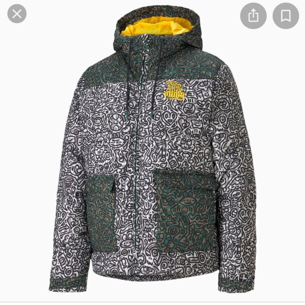 Puma x Mr Doodle Women’s Puffer Jacket Blk Wht Gray